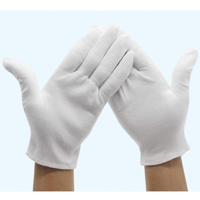 6 Pairs Soft White Cotton Gloves for Cosmetic Moisturizing Coin