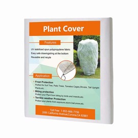 Agfabric Plant Covers Freeze Protection Winter Plant Covers Freeze 108''x84'' 0.95oz Outdoor Plant Covers for Winter Drawstring Bags Winter Frost pests Protection,White