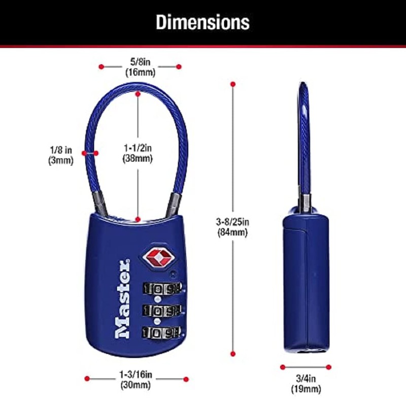Master Lock Padlock, Set Your Own Combination TSA Locks for