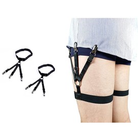 JELINDA Shirt Stays for Men: Adjustable Elastic Shirt Garter Shirts Holder with Non-slip Locking Clamps for Police Military