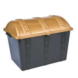 Fun Express Large Plastic Toy Treasure Chest - Doctor's and Dentist Office Toy Incentives, Teacher's and Classroom Treasure Box Toy Storage - 1 Box, Black and Gold, 19" x 11 1/2" x 11"
