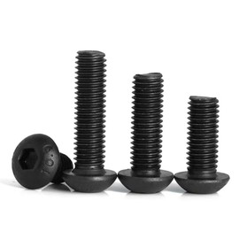 M5-0.8 x 10mm Button Head Socket Cap Screws, 10.9 Grade Alloy Steel, Allen Socket Drive, Black Oxide Finish, Full Thread Quantity 50