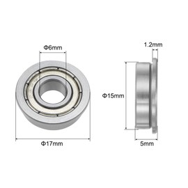 QUARKZMAN F696ZZ Flanged Ball Bearing 6 x 15 x 5 mm Double Shielded Chrome Steel Flange Bearing 4 Pieces