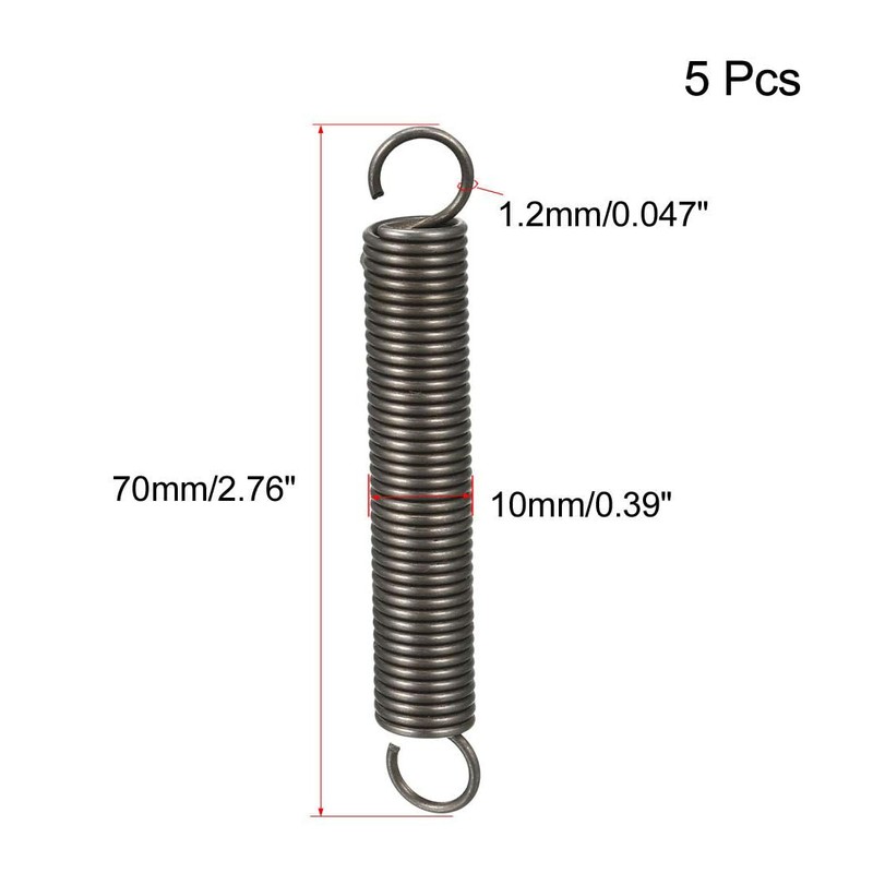 TOP-VIGOR 5Pcs Extension Compressed Spring, 1.2mm Wire Dia, 10mm OD,