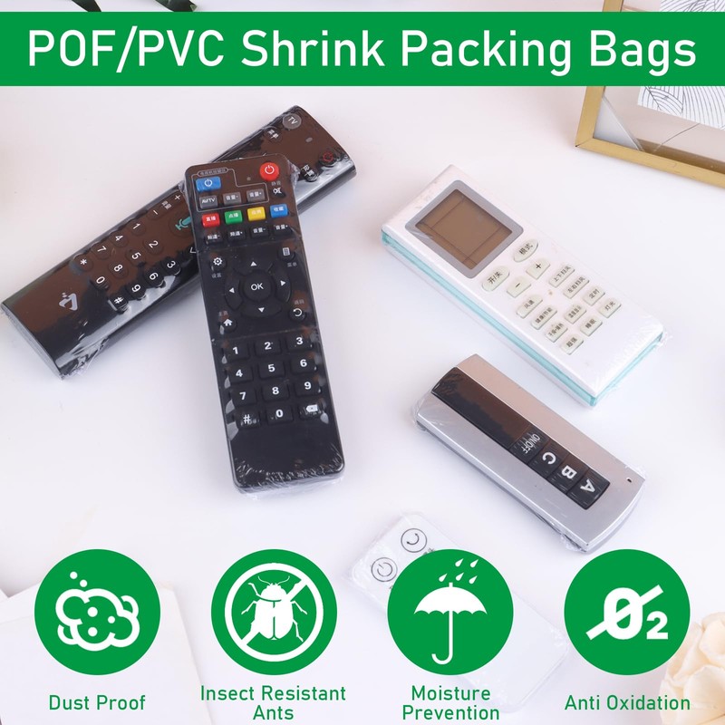 ULELE 100Pcs Remote Control Shrink Wrap Bags,3.1x11"Remote Control Cover Protector