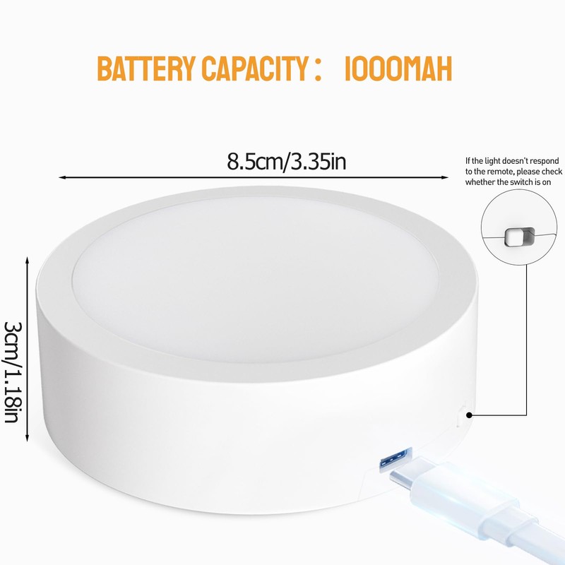 LABOREDUCER Under Cabinet Lighting Wireless Rechargeable 2 Pack with Remote