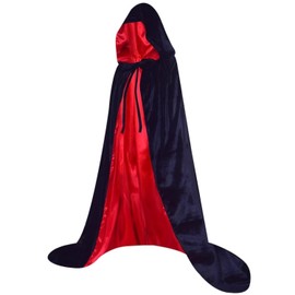 Black and Red Cloak with Hood for Men Women, Vampire Cape Hooded Cloak for Red Hood Cosplay(X-Large)