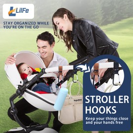 2 Pcs Brown Baby Stroller Hooks for Hanging | Multipurpose Stroller Straps with Durable and Stylish Stroller Clips for Diaper Bags | The Perfect Mummy Hook for Pram, Wheelchair, Shopping and Pet Carts
