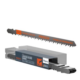 Presch Jigsaw Blades Wood 10 pcs. (Fast, Straight, Long) - Rapid, Straight Cut (5-100mm) - Durable T-Shank Saw Blades for All jigsaws - Long Jigsaw Blades for Wood for chipboard, softwood and More