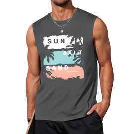 Boiltcat Mens Tank Tops Summer Men's Tank Tops Sleeveless Shirts for Men Graphic Hawaiian Palm Tree Sleeveless Muscle Shirt Gym Workout Beach Tank Tops for Men Dark Gray X-Large