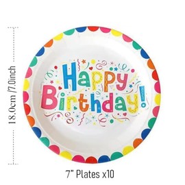 HAI.R.J 10Pcs 7-inch Party Paper Plates - Disposable Decorative Dinnerware for Birthday Celebrations (Happy Birthday)