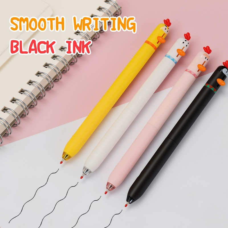 Jicoyin 12 PCS Funny Chicken Retractable Gel Pens Cute Novelty