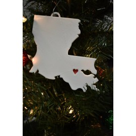 LOUISIANA STATE OUTLINE BATON ROUGE HEART ORNAMENT HOLIDAY ORNAMENT USA PR244-LA
