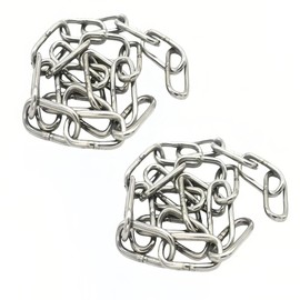Bytiyar 5/32 inch(4mm) Wire Diameter Stainless Steel Safety Chains 20 inch Long Link Rings Light Duty Coil Chain for Hanging Pulling Towing, 5/32"x 20" (2Pcs)