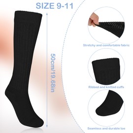 Women's Slouch Socks Soft Scrunch Socks Thigh High Boot Socks Knit Scrunchie Socks Size 9-11 (Black and White)