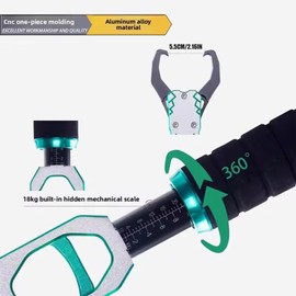 12" Fish Lip Gripper, Professional Aluminum Alloy Fish Holder with 360 Swivel Non-Slip Handle 40lb Heavy Duty Grabber for Fishing Catch and Release Control Tackle