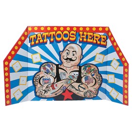 Carnival Cardboard Tattoo Booth Stand up - Vintage Circus Party Decor
