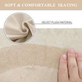 Gute Velvet Seat Covers for Dining Room Chair Set of 4, Stretch Fit Removable Washable Chair Seat Cushion Protector Slipcovers with Ties(Beige)