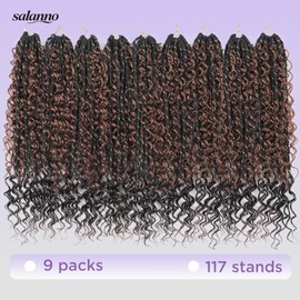SALANNO Tornado Colorful Spirals Goddess Pre-looped Box Braid Extensions Crochet Hair for Black Women - Synthetic Boho Crochet Braids with Curly Ends(18inch, 9packs, 1B/27/30)