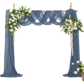VACVELT Wedding Arch Draping Fabric Dusty Blue Chiffon, 1 Panel Sheer Drapes 30 Inch x 20ft Chiffon Backdrop Curtain Decor, Outdoor Sheer Drapery for Ceremony Party Ceiling