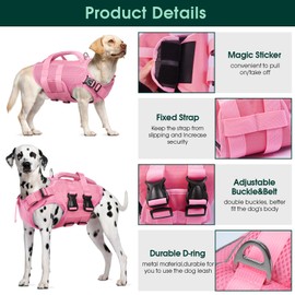 Kuoser Dog Life Jacket High Flotation, Reflective Dogs Life Vest for Swimming Boating, Adjustable Small Medium Large Dog lifejacket, Lightweight Dogs Life Preserver Rescue Handle Spring Summer Pool