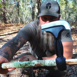 BATTLBOX Skachet Axe Head Skinner Hammer Hatchet Vintage Survival Tool - 3.5in Carbon Steel Blade Edge - Genuine Leather Sheath, Belt Loop - Bushcraft Outdoor Survival Ax Skatchet