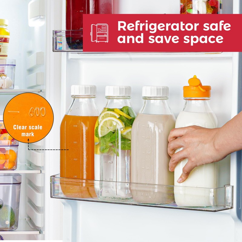 Dwbligt 32 oz Reusable Glass Milk Bottles with Silicone Dispenser