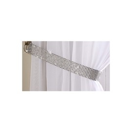 Alan Symonds Glitter Diamante Embrace Curtain Tie Back, Curtain Hold. Silver 70cm (Pair)
