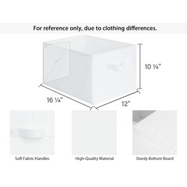 StorageWorks Storage Baskets for Shelves, Foldable Fabric Closet Storage Bins with Handles, Fabric Storage Bins Clothes Organizer, White, 3-Pack, Large