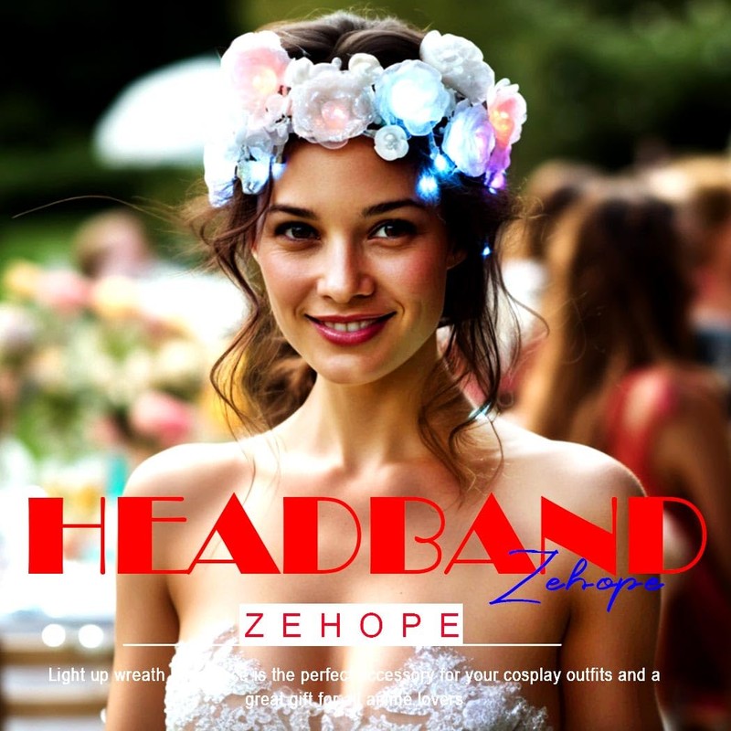 Zehope Light Up Flower Wedding Headbands LED Pearl Floral Headpiece