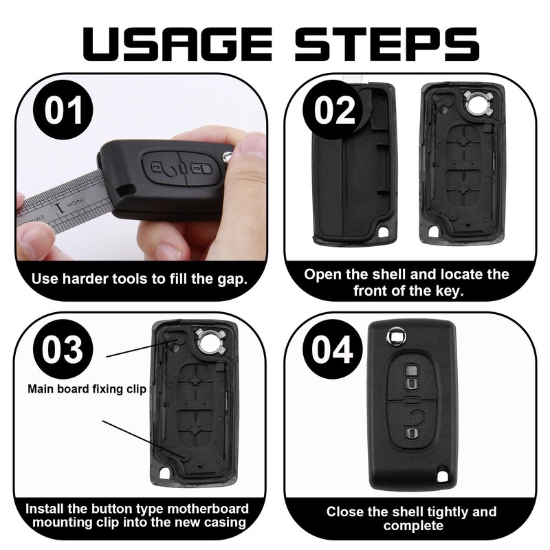 2 Button Car Key Casing, Key Shell Car Replacement Key