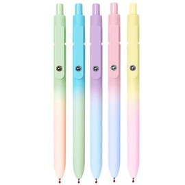 MIUTME Gel Pens, Retractable Pastel Pens, Quick Dry Ink, Fine Tip, High Quality Smooth Writing Pens, Aesthetic Pens for School and Office, Pack of 5