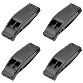 Emergency Whistle, 4PCS Dual Chamber Survival Safety Whistles, Super Loud Orange Emergency Survival Whistle for Outdoor Camping Hiking Hunting Fishing (Black)