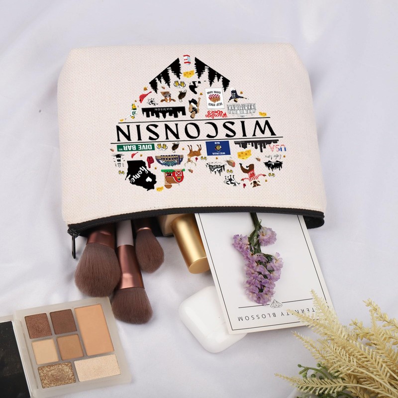 Wisconsin Gift Wisconsin State Cosmetic Bag Wisconsin Lover Gift for