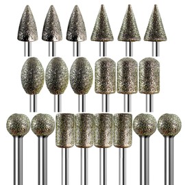 Diamond Grinder Bits for Dremel Tool Accessories, 20Pcs, 1/8" Shank, 120-Grit, Rotary Tool Diamond Bits for Stone Glass Resin Porcelain Ceramic Nail Glaze Metal Carve Engrave Polish