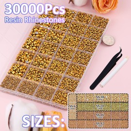 TINKRSTUFF 30000Pcs Resin Rhinestones for Bedazzling with Tweezers, Mine Gold Rhinestones for Crafting with B7000 Jewelry Glue for DIY Crafts Clothing Tumblers Shoes Fabric Nail Art