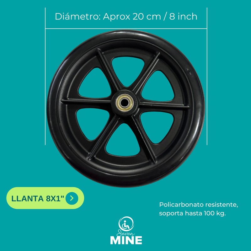 SEVEN MINE Par de Llantas Delanteras 8x1 Pulgadas (Refacción) W8G