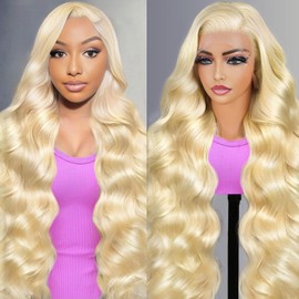 JIEDAOKOU 613 Lace Front Wig Human Hair 28 Inch Blonde Wig Human Hair 613 HD Lace Frontal Wig 13x6 Body Wave Lace Front Wigs Pre Plucked With Baby Hair 200 Density