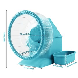 4-in-1 Silent Large Hamster Wheel Multifunctional Hamster Running Wheel Quite Running Spinner Wheel Accessories with Food Bowl Water Bottle for Hamsters Dwarf Gerbil (Blue)