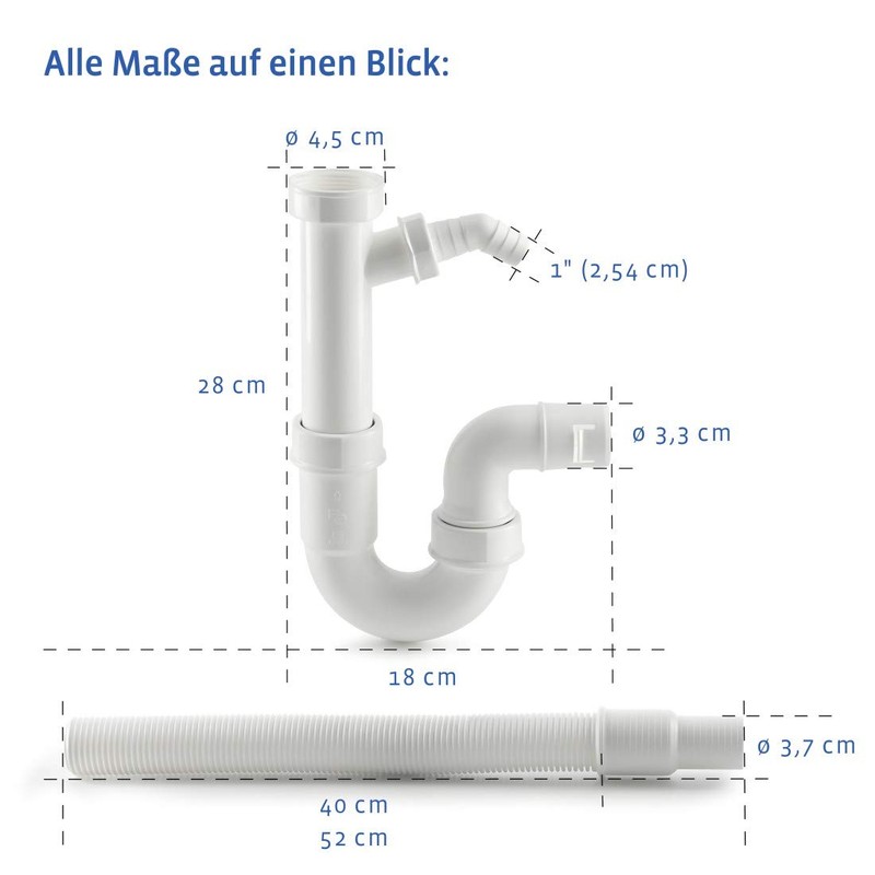 Xavax Flexible Siphon with 1 Device Connection + Odour Trap