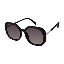 TAHARI Round Hexagonal Sunglasses, Matte Black, 54.5 mm