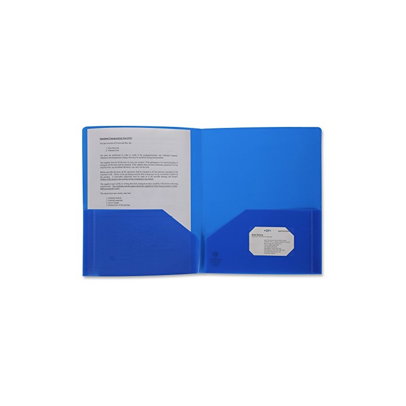 Business Source 2-Pocket Poly Portfolio, Blue (20880)