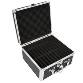 Hard Drive Case 2.5inch 20 Bay, HDD Storage Box Suitcase with Security Lock and Cushioning Pad, Shockproof Waterproof External Hard Drive Carrying Case, Black