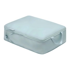 CAPASTEC 【ファスナーだけで圧縮】旅行用圧縮袋 トラベルポーチ 軽量ファスナー付き スペース3倍活用節約 防臭・防水仕様 類仕分け 圧縮袋 旅行 出張 衣類 整理便利グッズ パッキングポーチ 4サイズ4色 1枚 Mサイズ ブルー