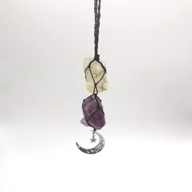 Accesorios hechos a mano con sal del Himalaya cruda para coche, adorno para espejo retrovisor de coche, regalo para ella (citrino + fluorita)