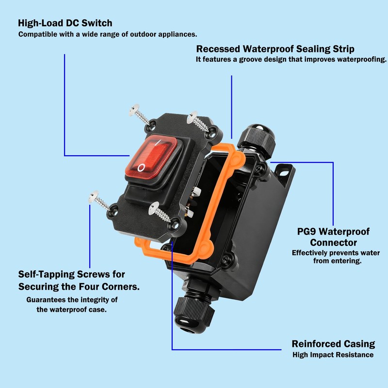 Inline Power Switch 30A DC 12V Inline Switchs DPST Dual
