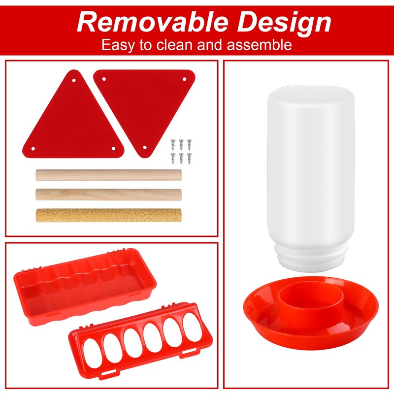 6 Pcs Chick Feeder and Waterer Kit with Chick Perch