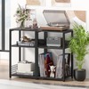 Large Rustic Grey Record Player Stand, 3 Tier 18" Wide