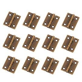 Hinge Mcredy Small Hinges for Wooden Box Gold Box Hinges Brass with Mounting Screws 1" Cabinet Butt Hinges Pack of 12