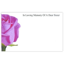 celloexpress In Loving Memory Sister (Pink Rose) Flower Message Cards - 60mm x 90mm - Bereavement Florist Card Sympathy Condolences Notes (Pack of 10)